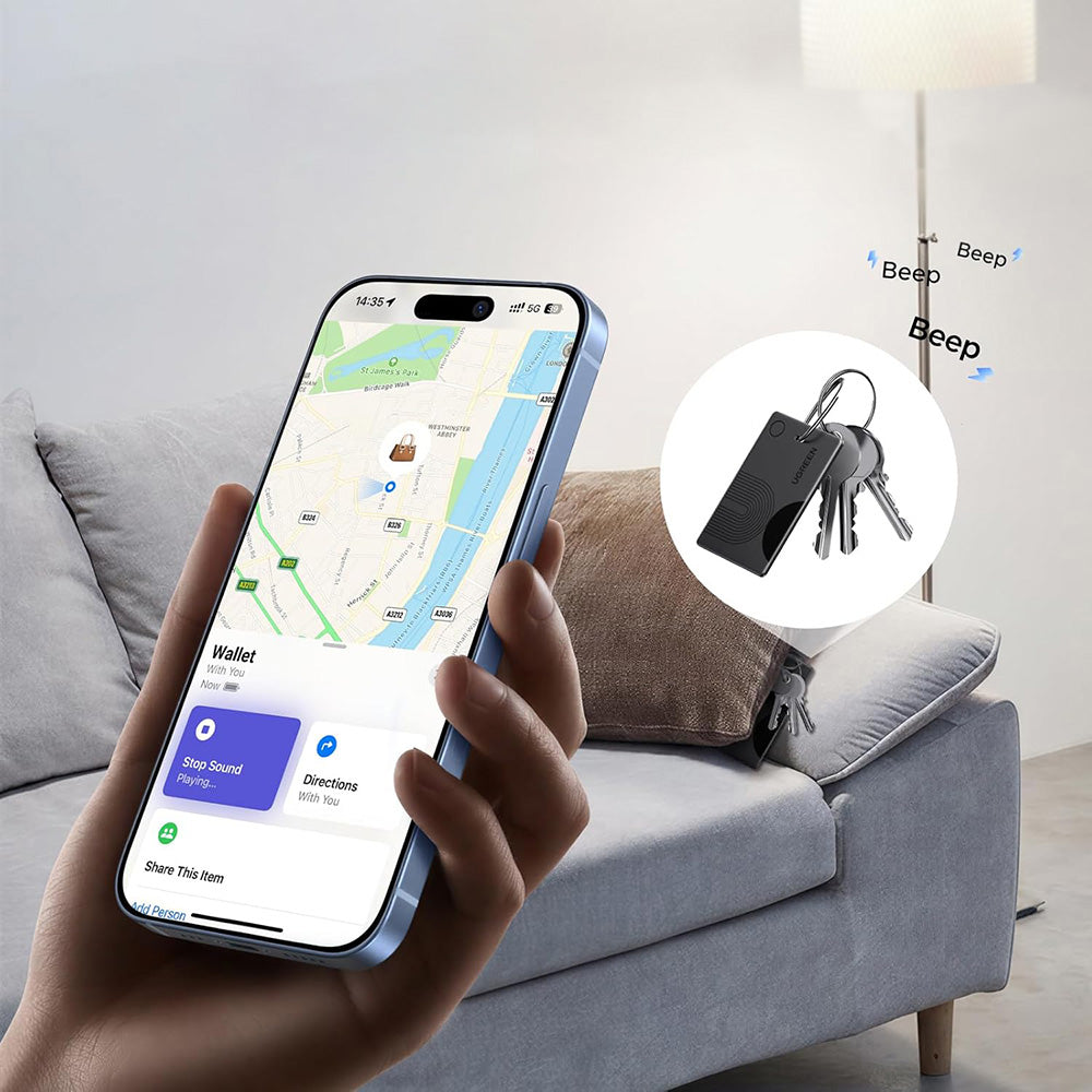 UGREEN SmartTag Smart Finder Slim 2 CM920 (75120A) per Serie iOS, Set da 2 pezzi, Nero