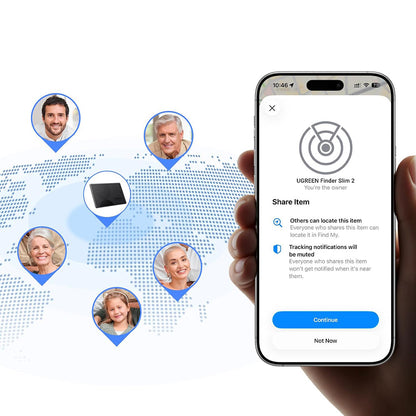 UGREEN SmartTag Smart Finder Slim 2 CM920 (75120A) per Serie iOS, Set da 2 pezzi, Nero
