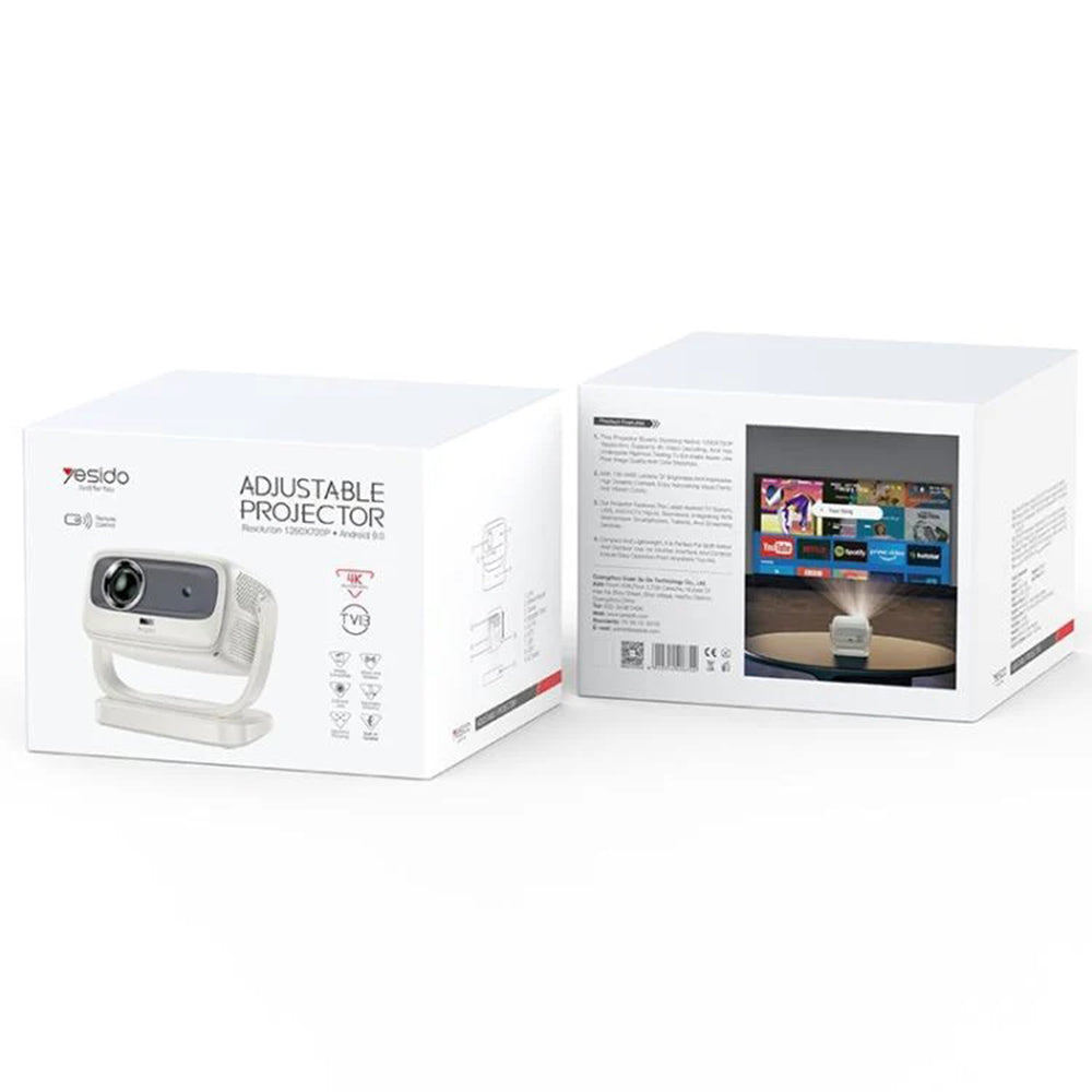 Yesido TV13 Projector, 720P, 190ANSI, Android 9.0, White