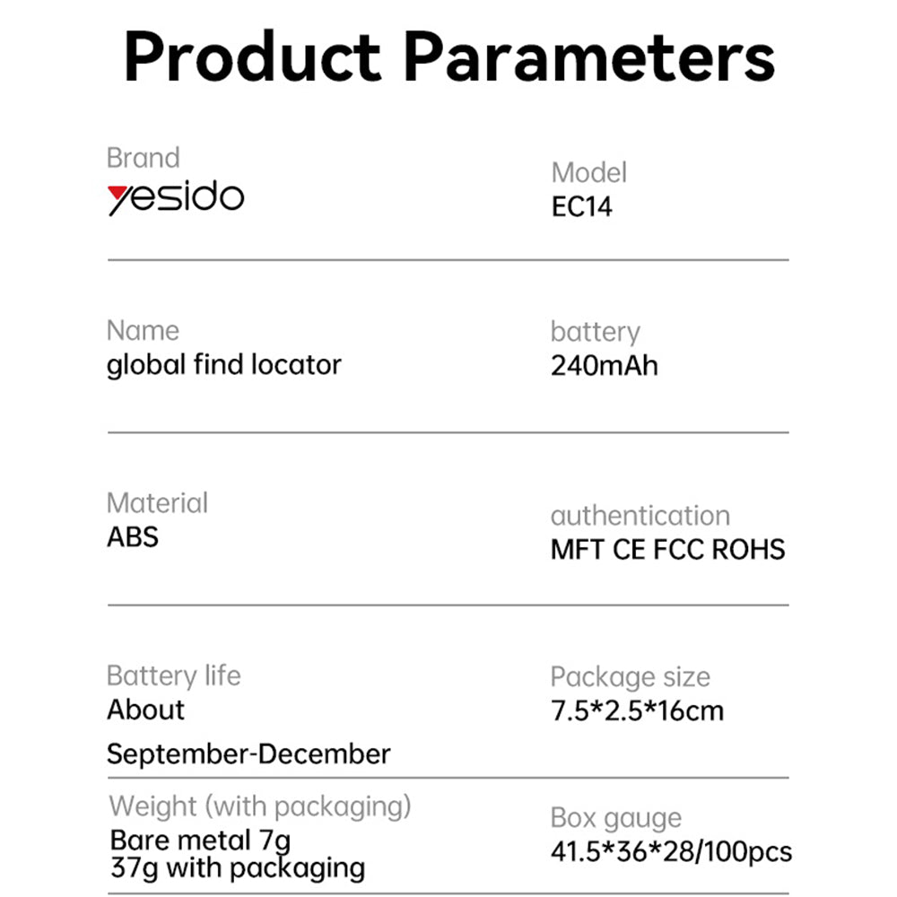 Yesido SmartTag EC14 per Serie iOS, Bianco